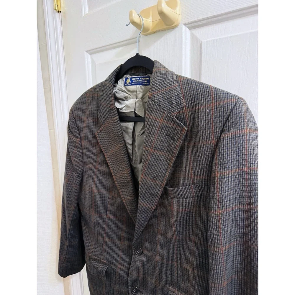 Brooks Brothers Wool Blazer in Brown Plaid